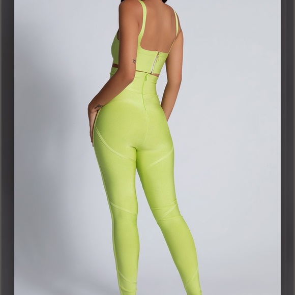LIME GREEN MESHKI PANT AND TOP SET - Picture 2 of 4